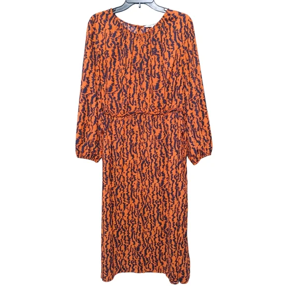 Elizabeth and James Vibrant Orange Purple Graphic Striped Dress Women's Size XXL - Picture 2 of 11